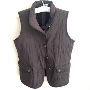 Talbots Brown Button Front Quilted Vest Small
